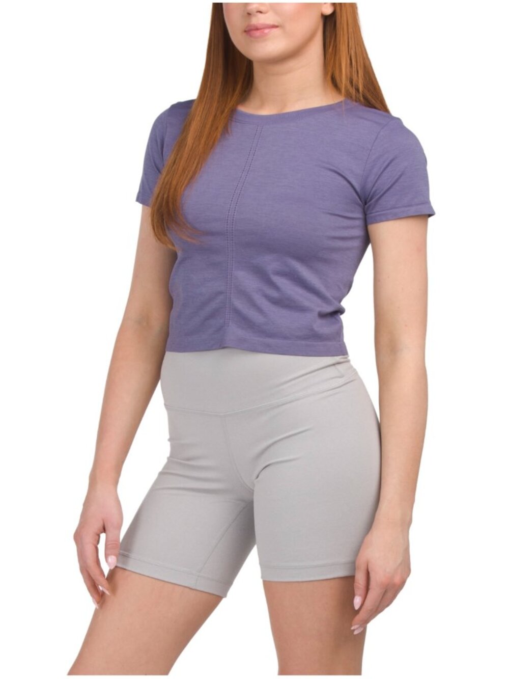 NWT - Yogalicious Seamless Bridgett Short Sleeve Top - Purple (Heron) - Size L